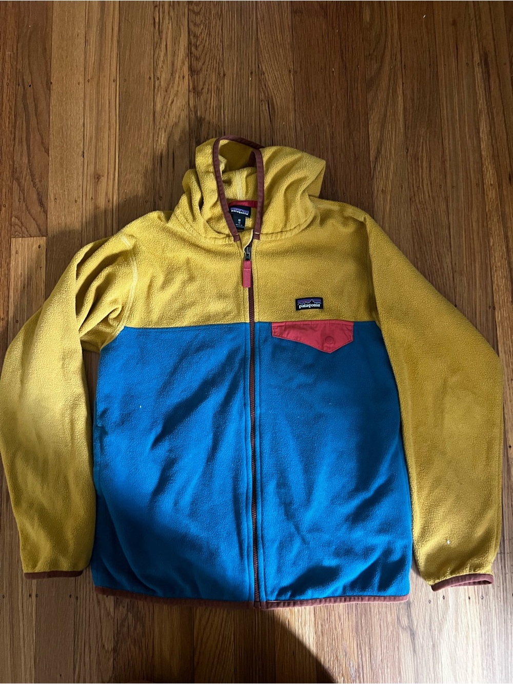 Patagonia Kids Yellow, Blue & Pink Colorblock Fleece Hoodie
